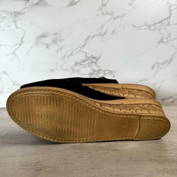 Spring Step Slingback Wedge Slip On Black Leather Sandals WMNS US8 EU39 Comfort - Picture 8 of 8